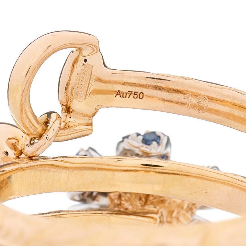 18K Rose Gold Diamond Blue Sapphire Flora Wrap Ring 52 6