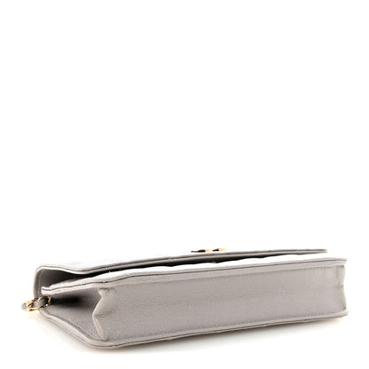 Chanel Caviar Quilted Studded CC Wallet On Chain WOC Grey 4 of 12