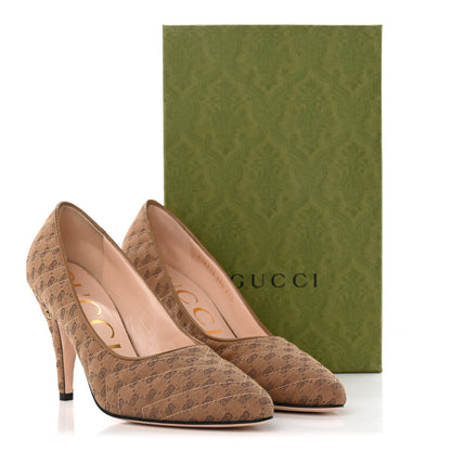 Gucci Monogram GG Mignon Nappa Chevron Matelasse Double G 95mm Pumps 39.5 Dusty Brown 16 of 16