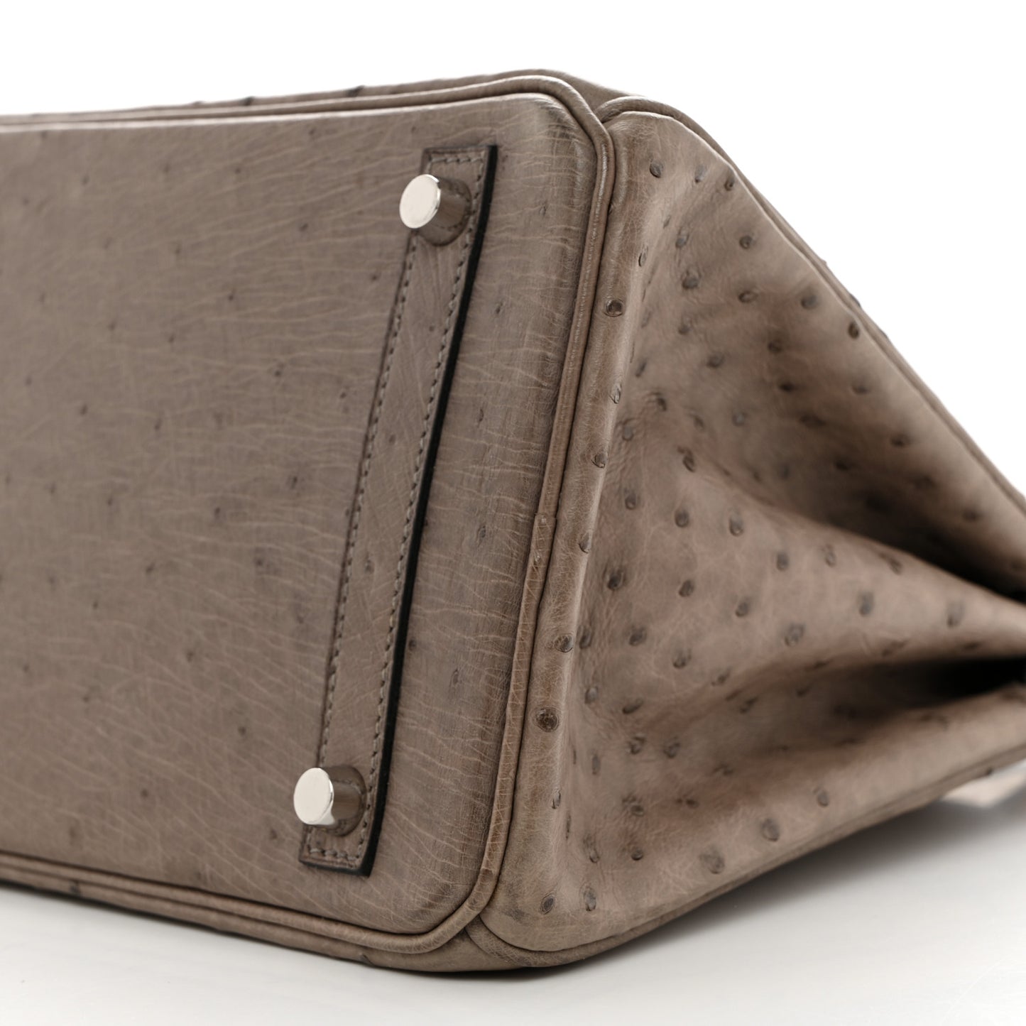 Ostrich Birkin 30 Gris Tourterelle