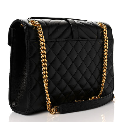 Saint Laurent Grain De Poudre Textured Mixed Matelasse Triquilt Medium Monogram Satchel Black 3 of 10