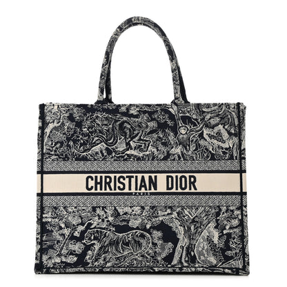 Christian Dior Canvas Embroidered Large Dioriviera Toile De Jouy Reverse Book Tote Blue 1 of 15