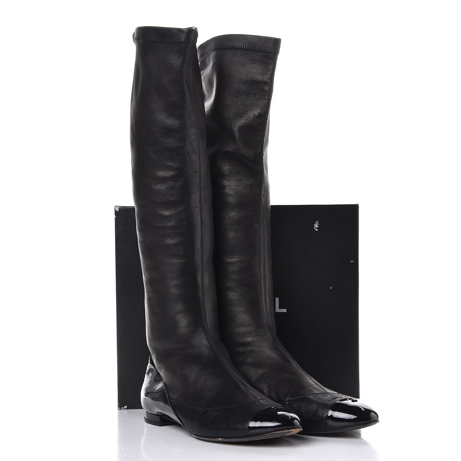Chanel Lambskin Cap Toe Ballerina High Boots 39.5 Black 11 of 11