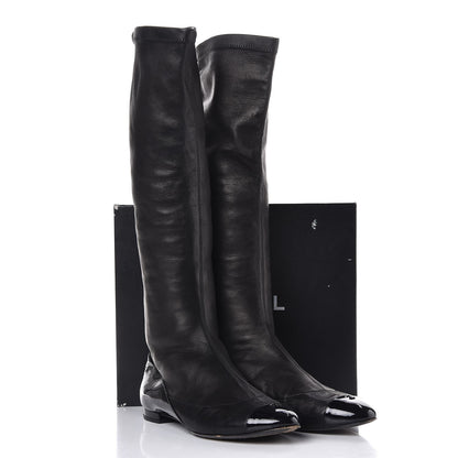 Chanel Lambskin Cap Toe Ballerina High Boots 39.5 Black 11 of 11