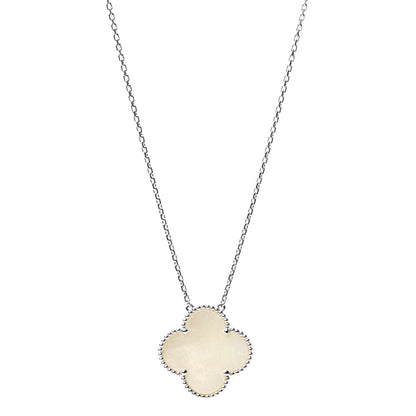Van Cleef & Arpels 18K White Gold Mother of Pearl Magic Alhambra Pendant Necklace 1 of 5