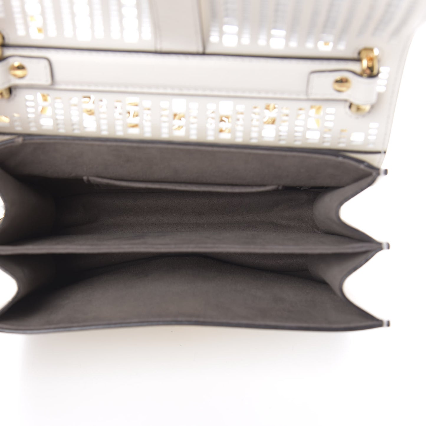 Vitello Grace Openwork Small Kan I Shoulder Bag White Ice