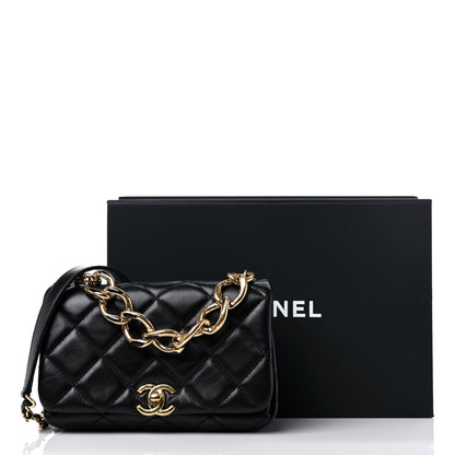 Chanel Lambskin Quilted Small Color Match Flap Black 10 of 10