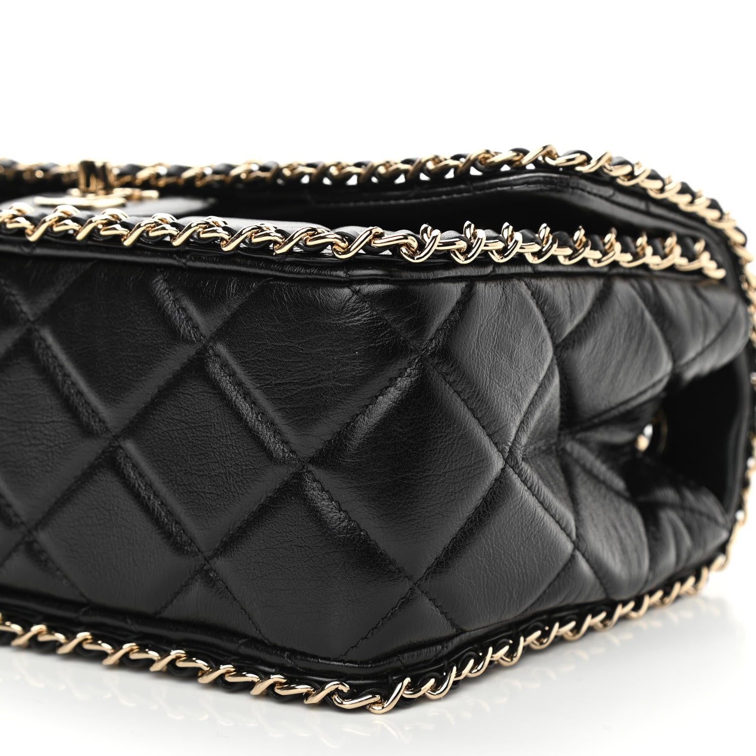Chanel Crumpled Calfskin Medium Chain All Over Flap Black 6 of 11