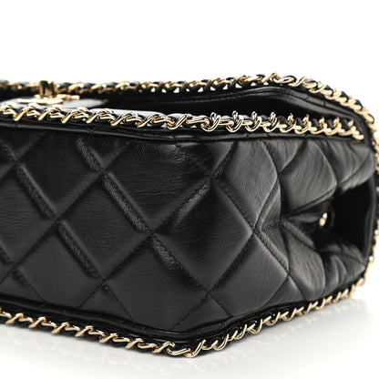 Chanel Crumpled Calfskin Medium Chain All Over Flap Black 6 of 11
