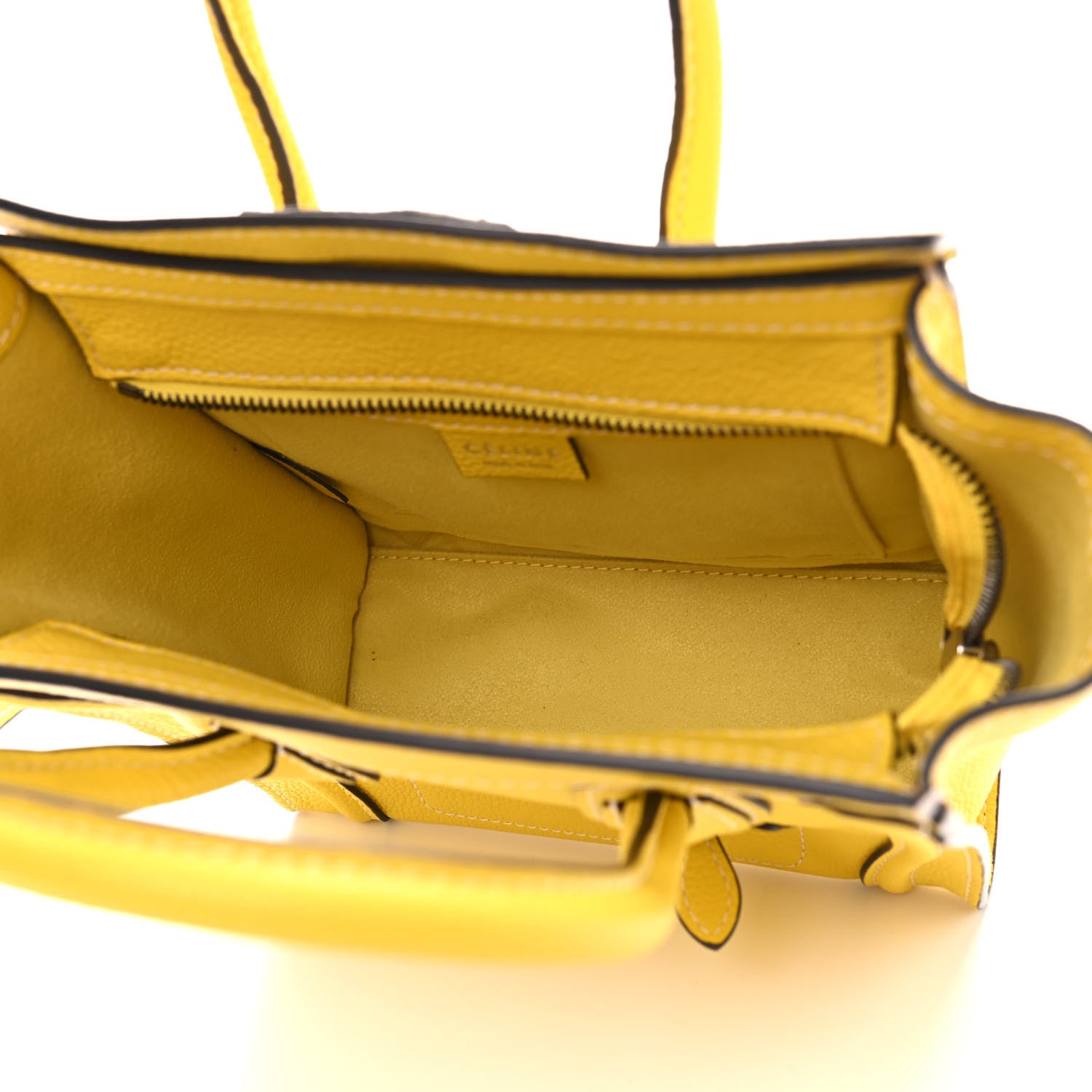 Celine Drummed Calfskin Nano Luggage Citron 5 of 9