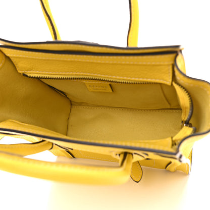 Celine Drummed Calfskin Nano Luggage Citron 5 of 9