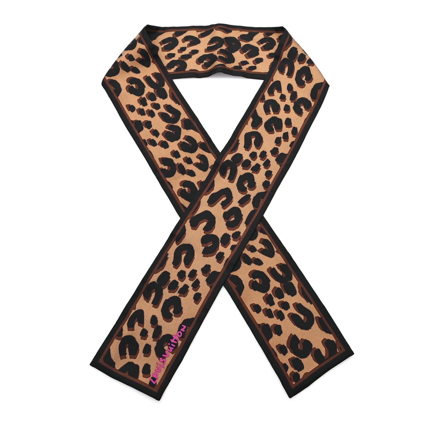 Silk Leopard Bandeau Scarf Marron