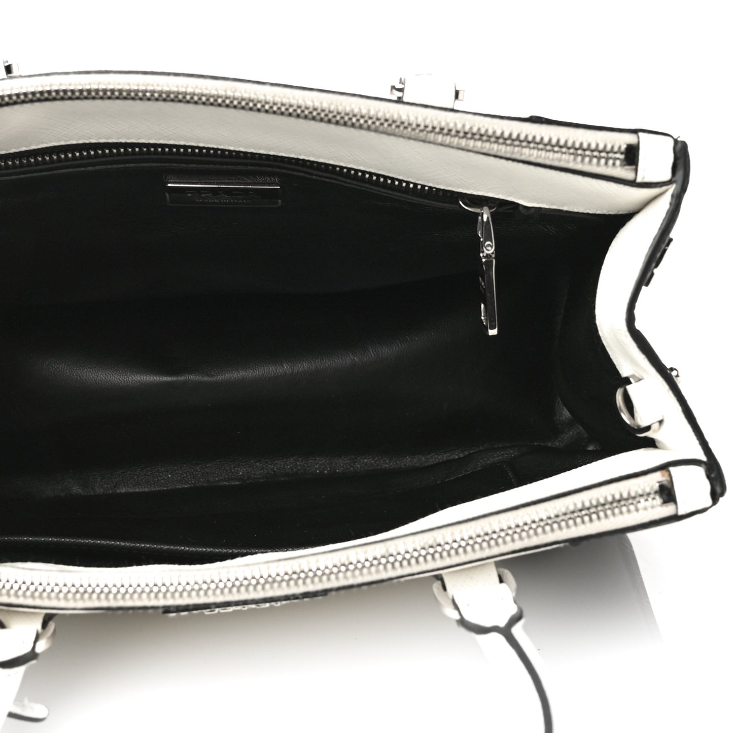 Saffiano Lux Small Bi-Color Galleria Double Zip Tote Black White