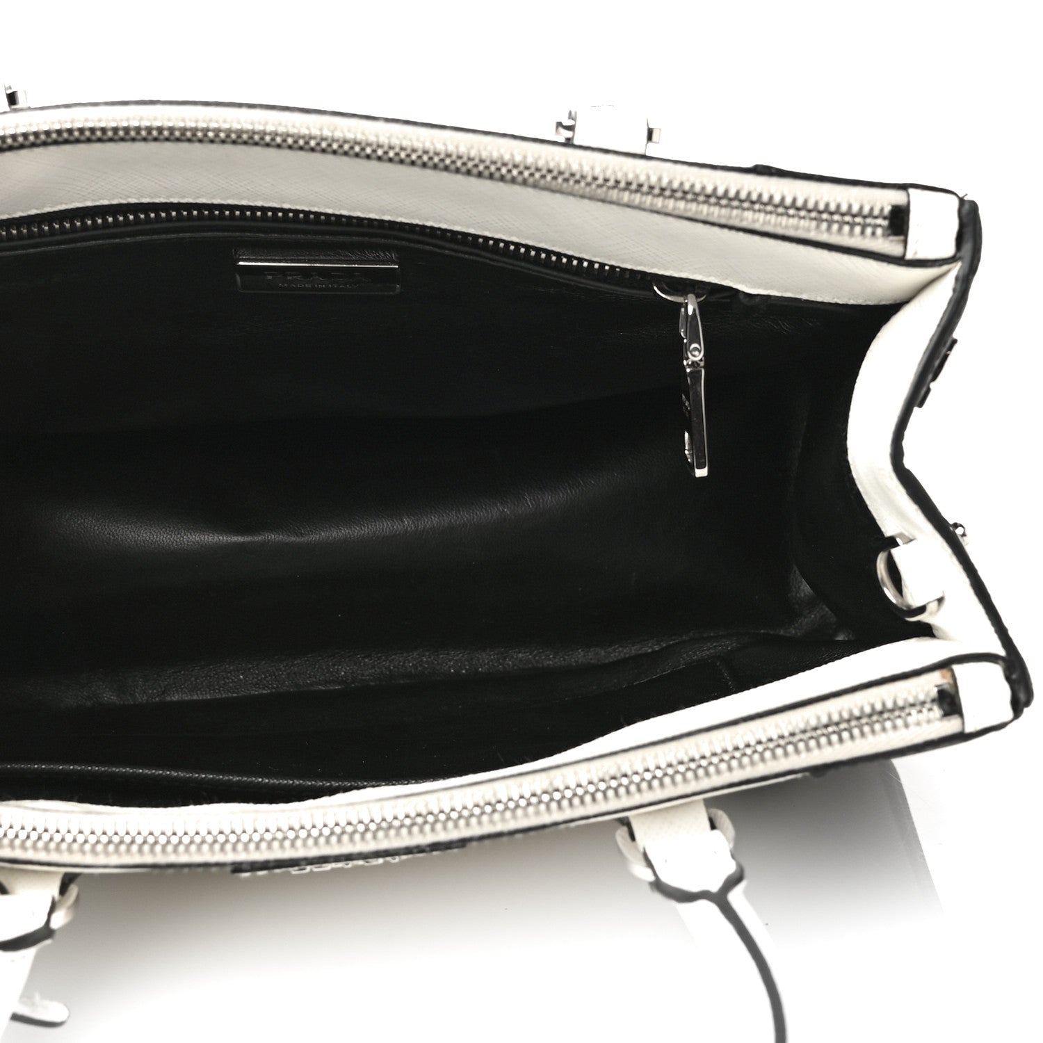 Prada Saffiano Lux Small Bi-Color Galleria Double Zip Tote Black White 4 of 13