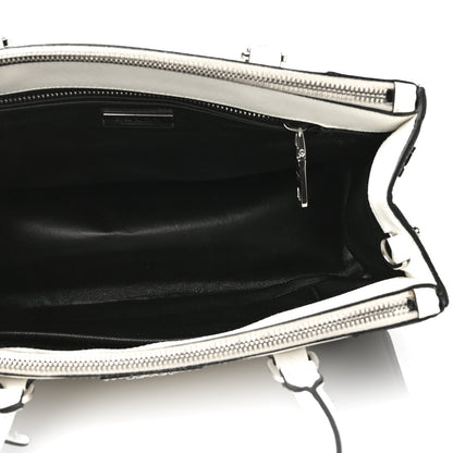 Prada Saffiano Lux Small Bi-Color Galleria Double Zip Tote Black White 4 of 13
