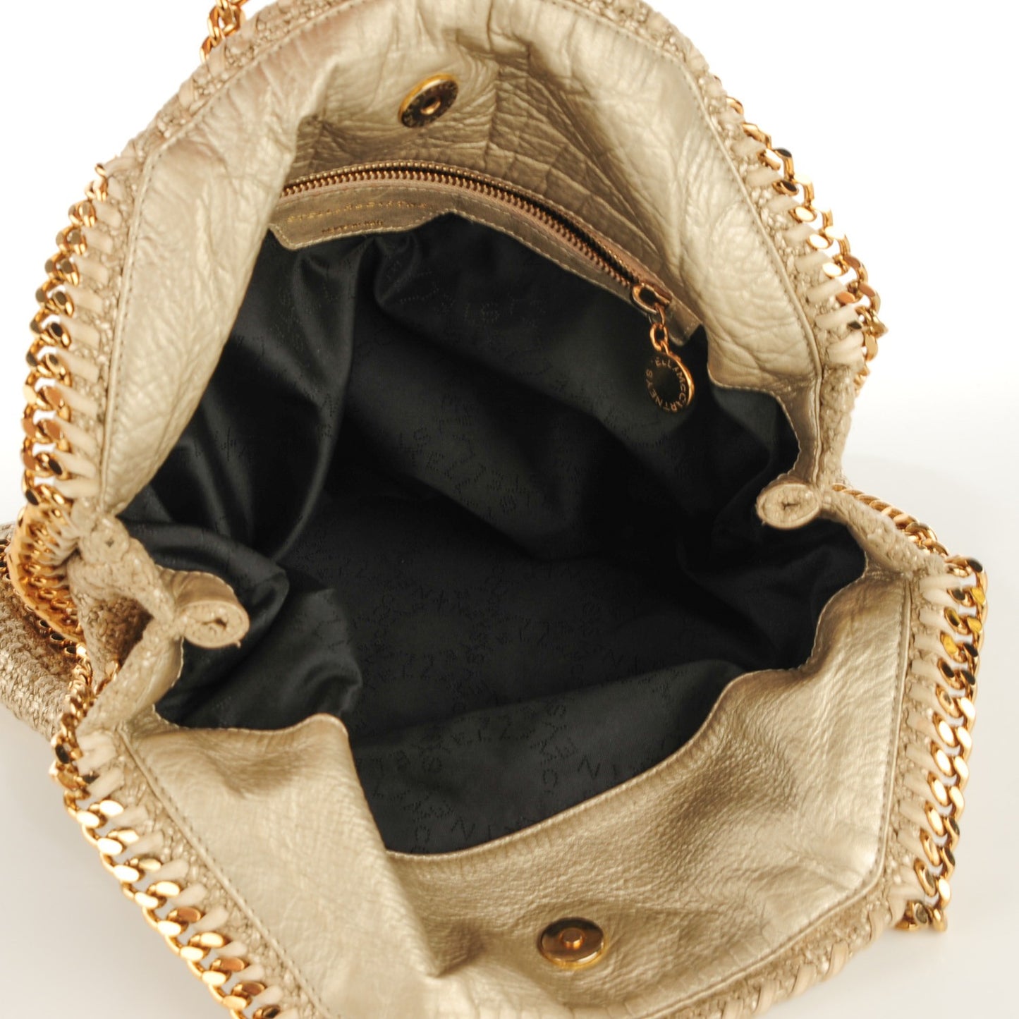 Metallic Woven Boucle Fold Over Falabella Tote Gold