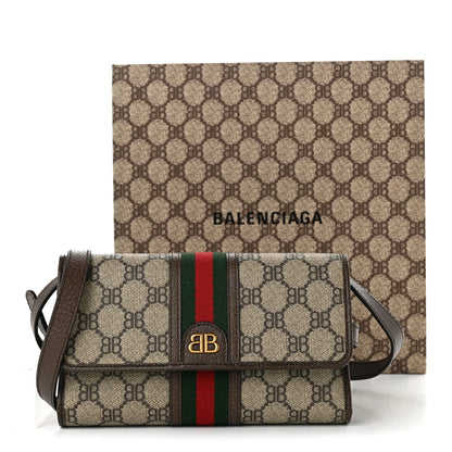 Gucci X BALENCIAGA BB Monogram Web Ophidia Crossbody Wallet Beige New Acero 9 of 9