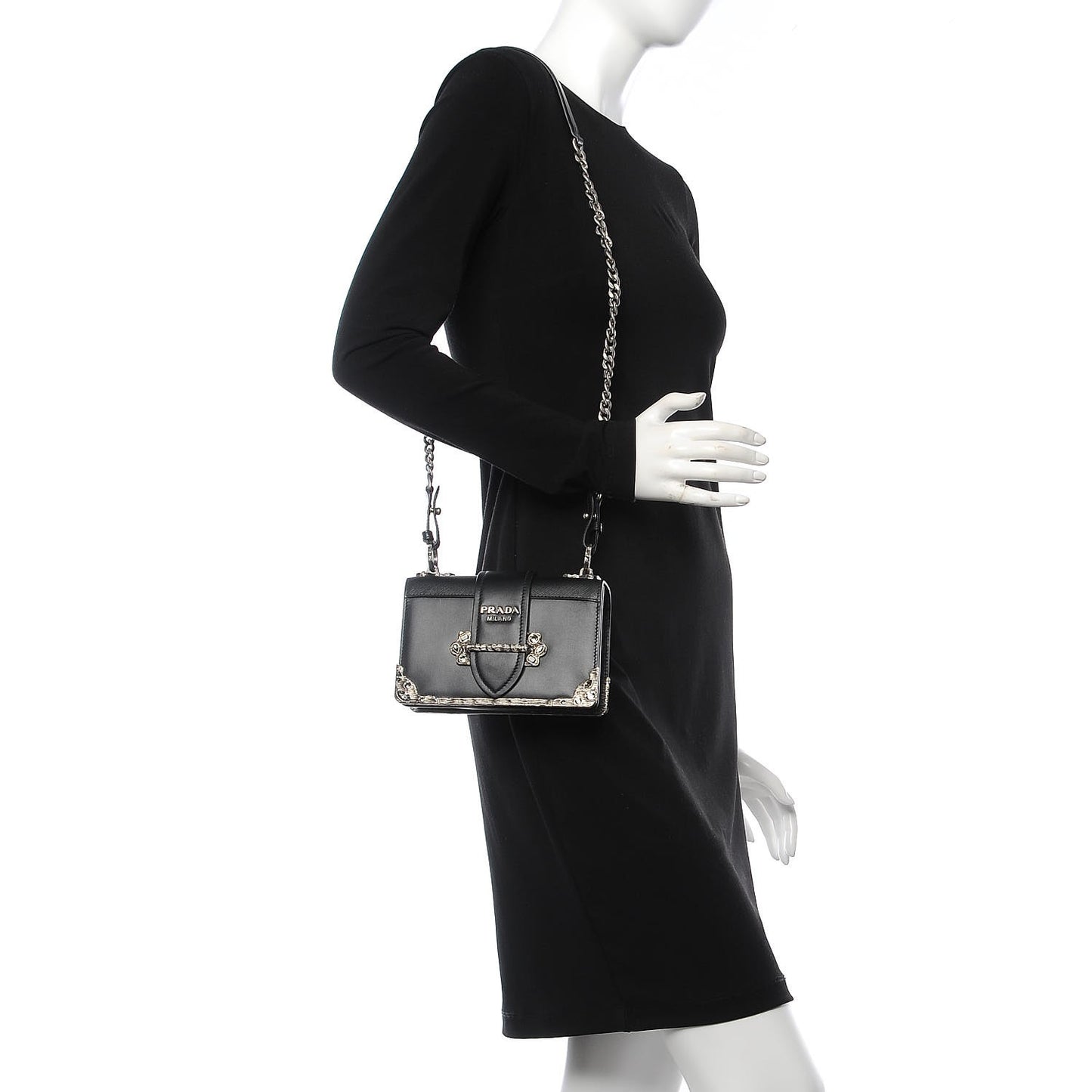 Crystal City Calf Saffiano Cahier Shoulder Bag Black