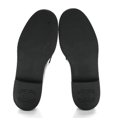 Chanel Shiny Crumpled Calfskin CC Mocassin Loafers 38 Black 6 of 11
