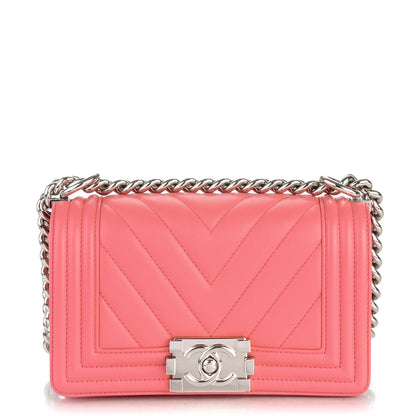 Chanel Calfskin Chevron Quilted Small Boy Flap Pink 1 of 7
