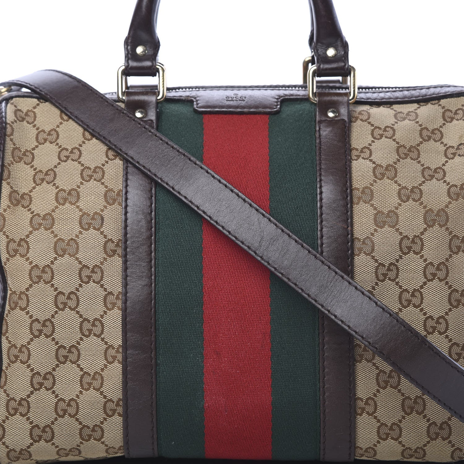Gucci Monogram Vintage Web Medium Boston Dark Brown 7 of 23
