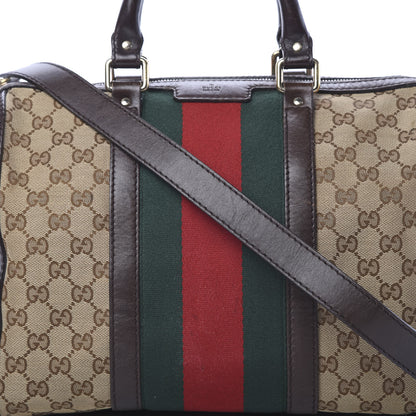 Gucci Monogram Vintage Web Medium Boston Dark Brown 7 of 23