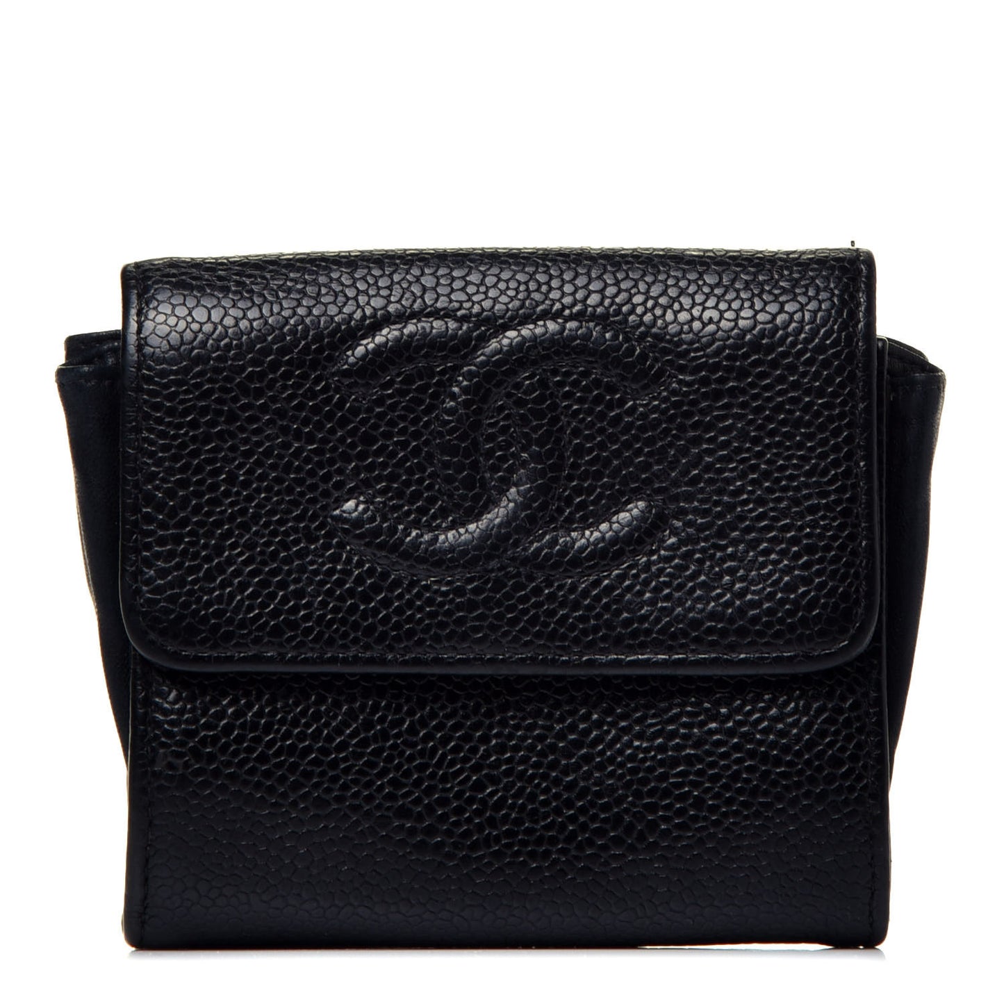 Caviar Timeless CC Compact Flap Wallet Black