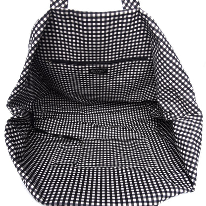 Chanel Canvas Gingham Printed CC Tote Black White 5 of 9