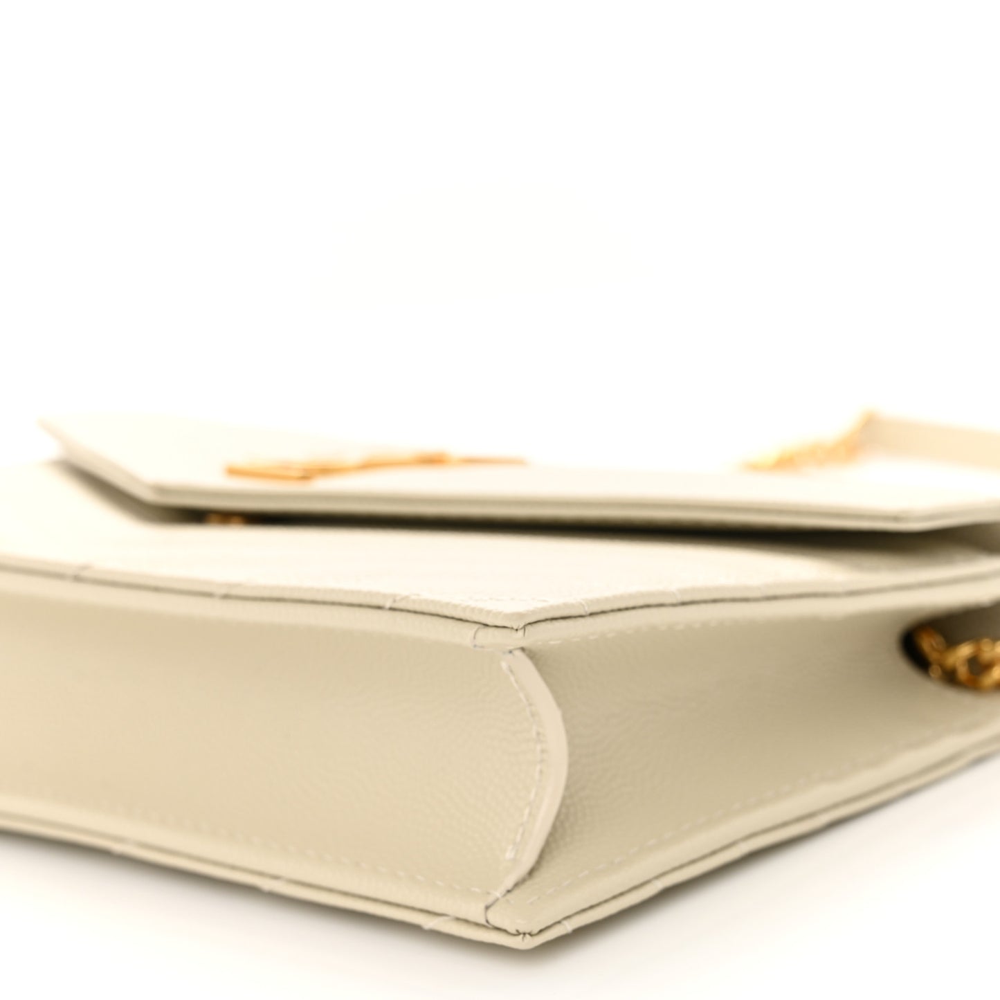Grain De Poudre Matelasse Chevron Monogram Envelope Chain Wallet Crema Soft