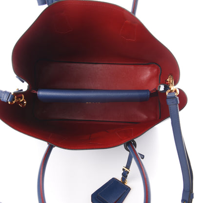 Prada Saffiano Cuir Large Double Bag Bleuette 4 of 8