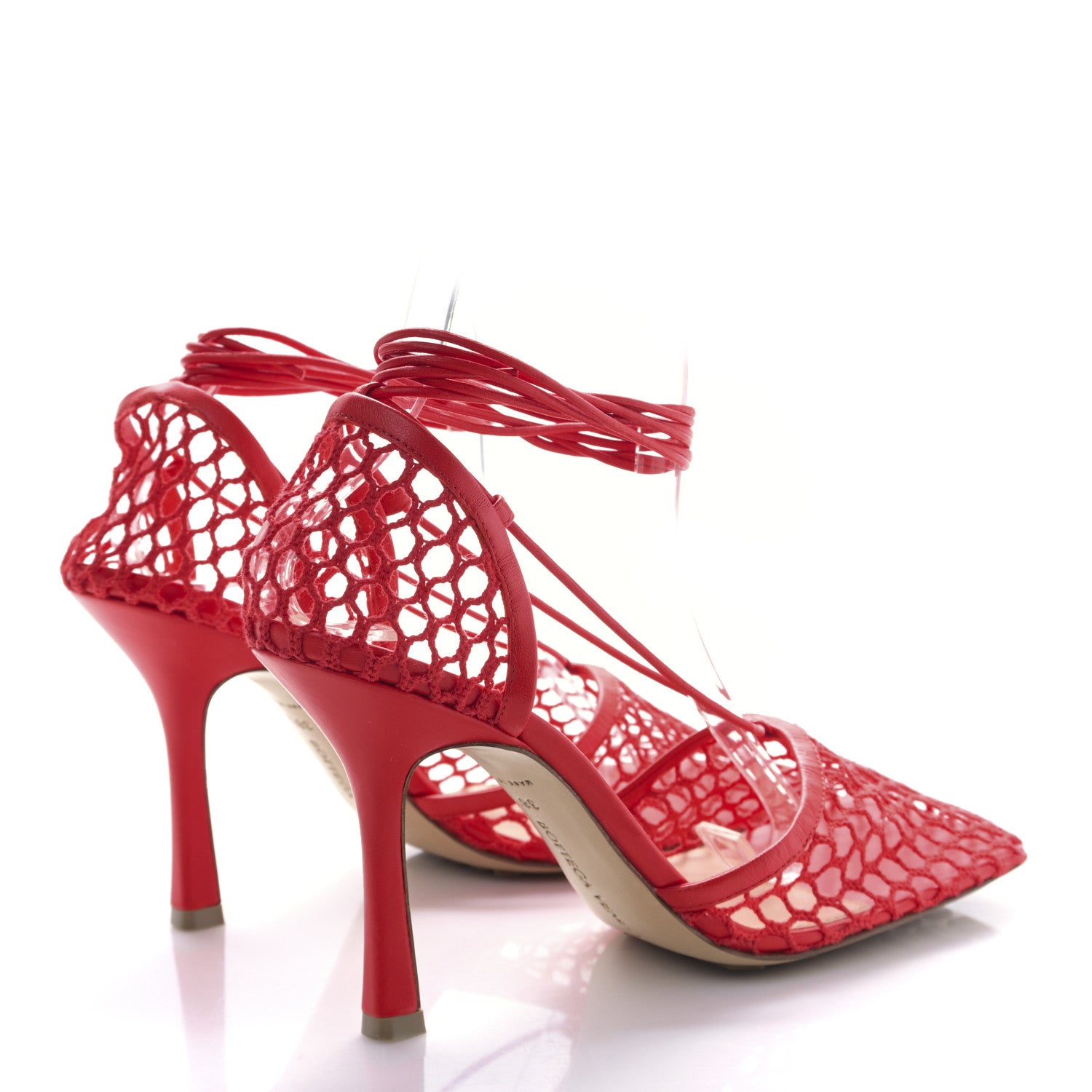 Bottega Veneta Mesh Nappa Stretch Ankle Tie 90mm Sandals 38.5 Red 4 of 7