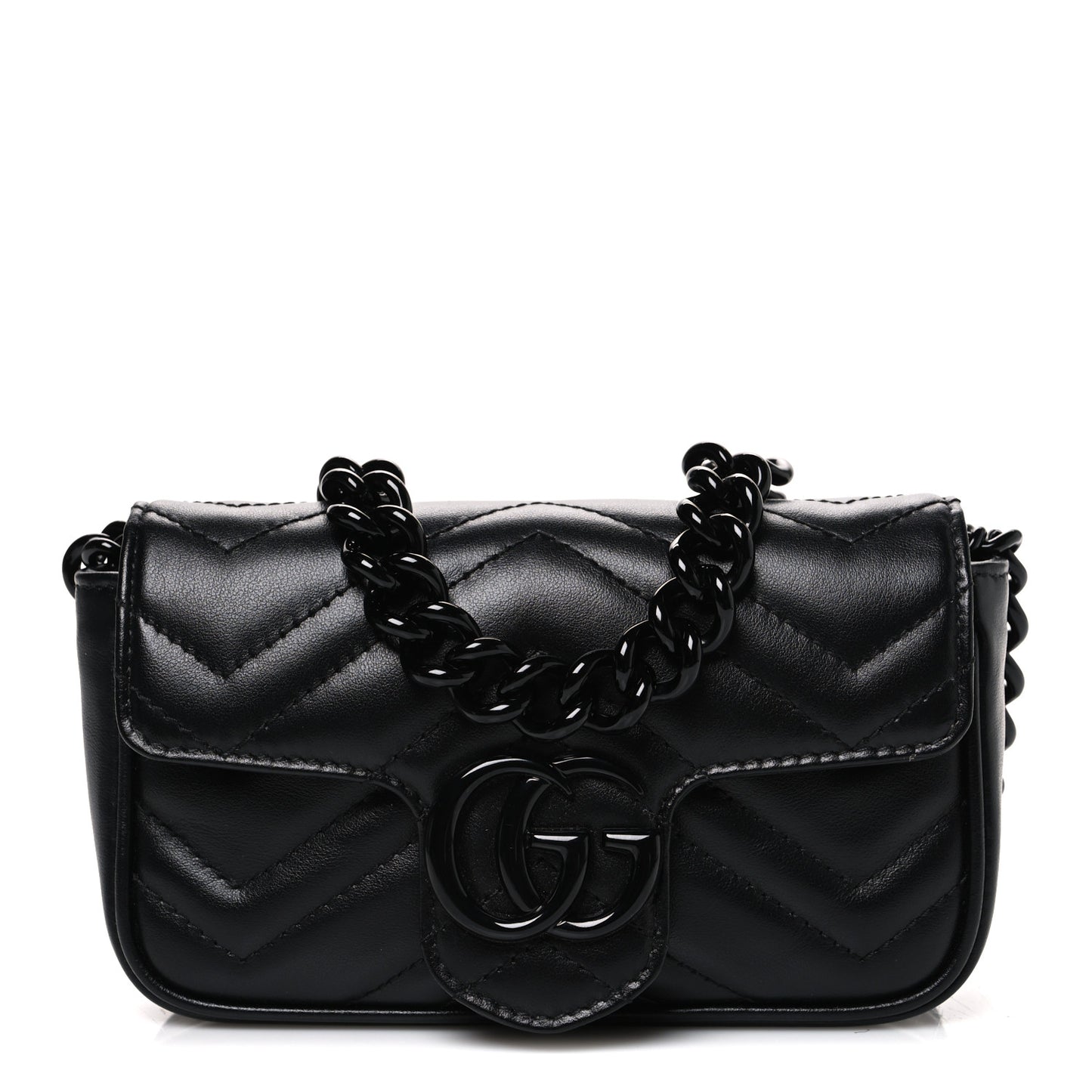 Calfskin Matelasse Monochrome GG Marmont Chain Belt Bag Black