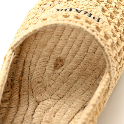 Prada Raffia Triangle Logo Crochet 20mm Espadrilles 37 Naturale 8 of 10
