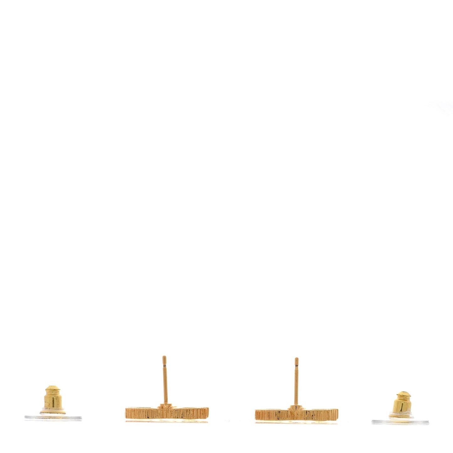 Metal Textured CC Earrings Gold