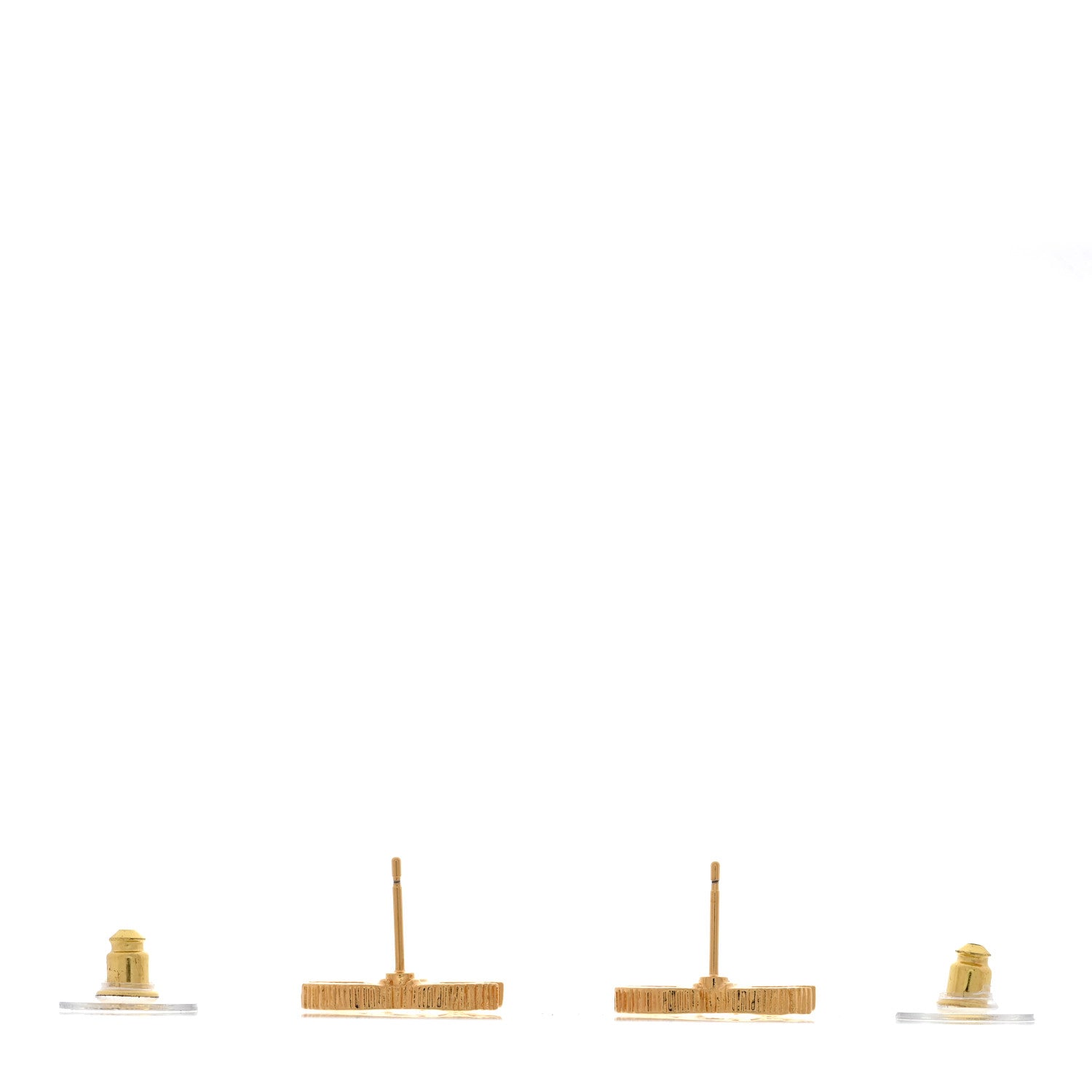 Chanel Metal Textured CC Earrings Gold 3 of 5