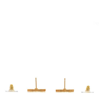 Chanel Metal Textured CC Earrings Gold 3 of 5