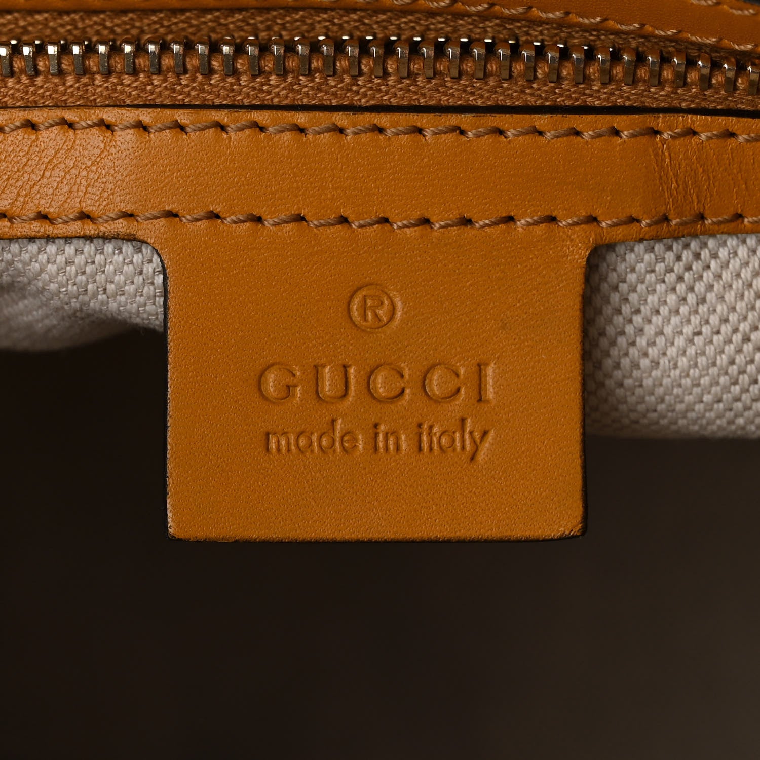 Gucci Monogram Selleria Calfskin Vintage Web Medium Boston Beige Ebony Yellow 6 of 14