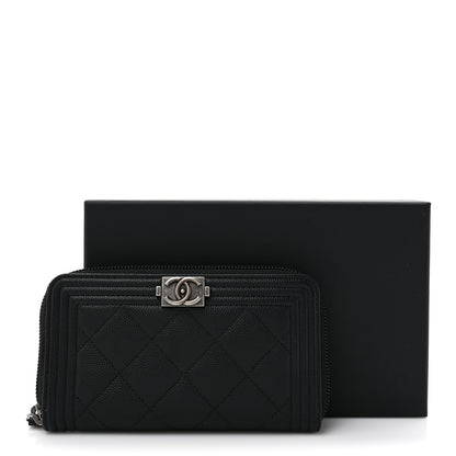 Chanel Caviar Quilted Small Boy Zip Around Wallet Black 9 of 9