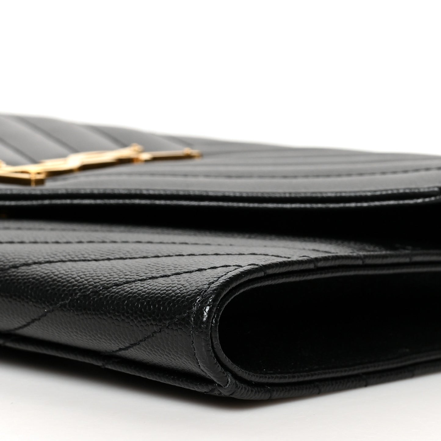 Grain De Poudre Matelasse Chevron Monogram Envelope Clutch Black