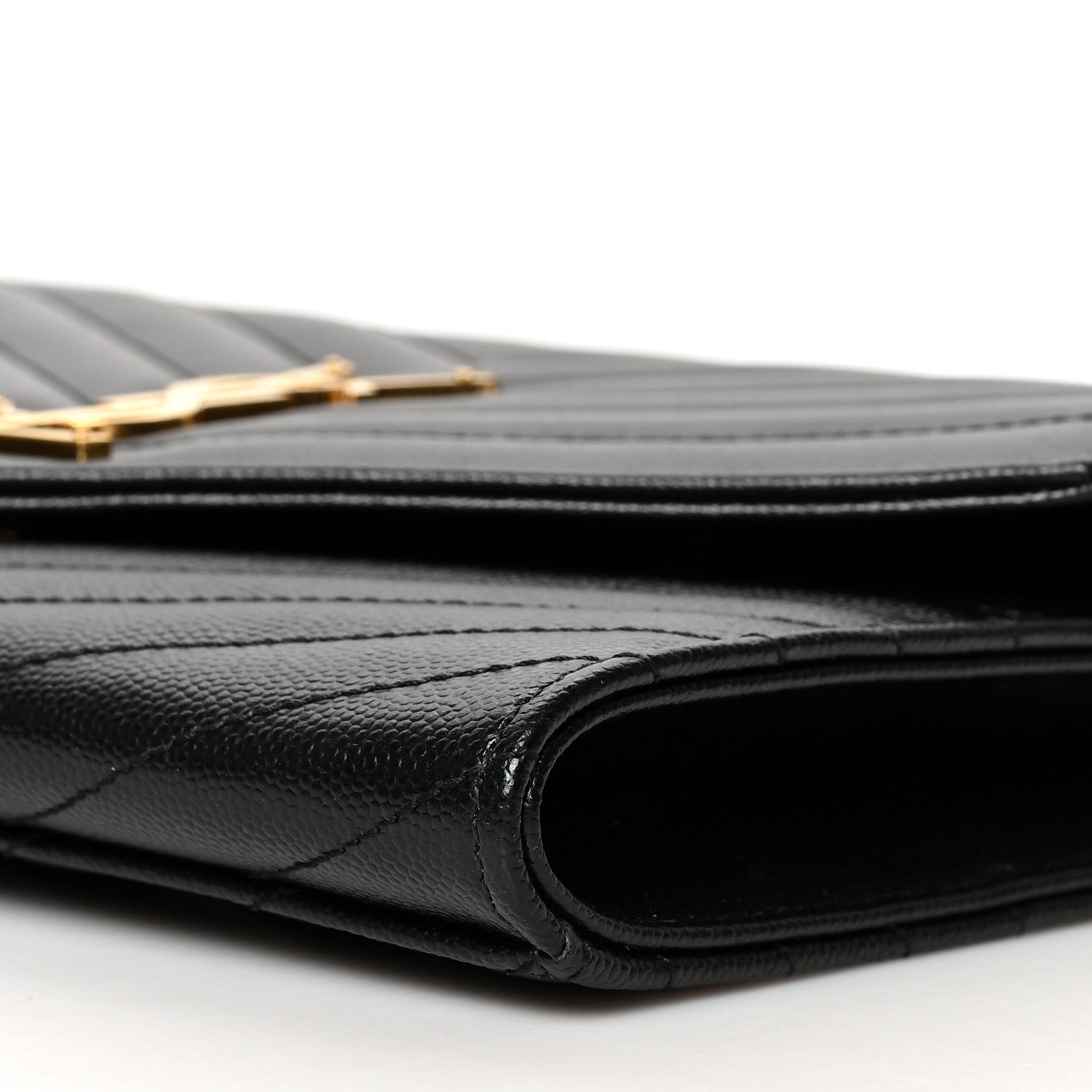 Saint Laurent Grain De Poudre Matelasse Chevron Monogram Envelope Clutch Black 11 of 11