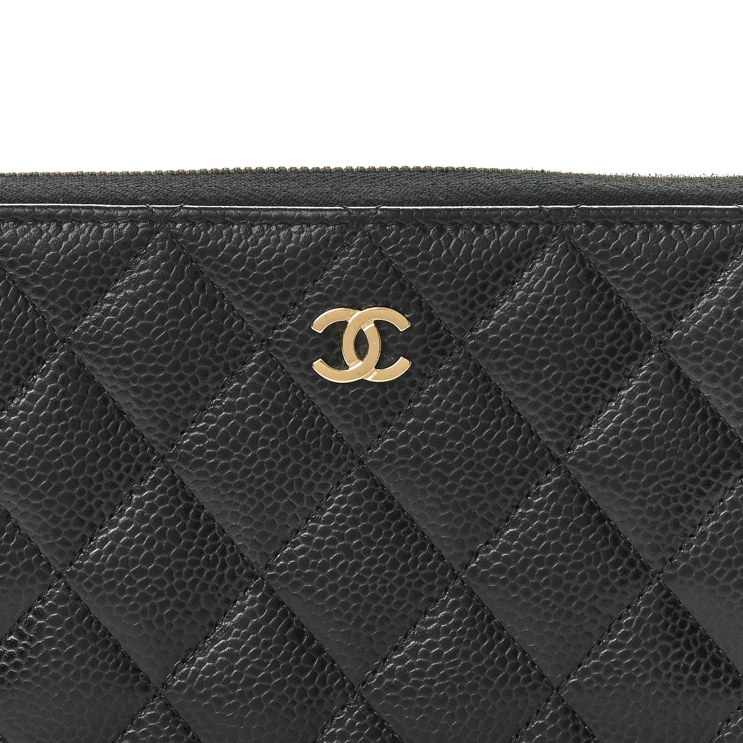 Caviar Quilted Large Gusset Zip Around Wallet Black