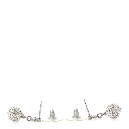 Chanel Crystal CC Drop Earrings White Silver 3 of 4