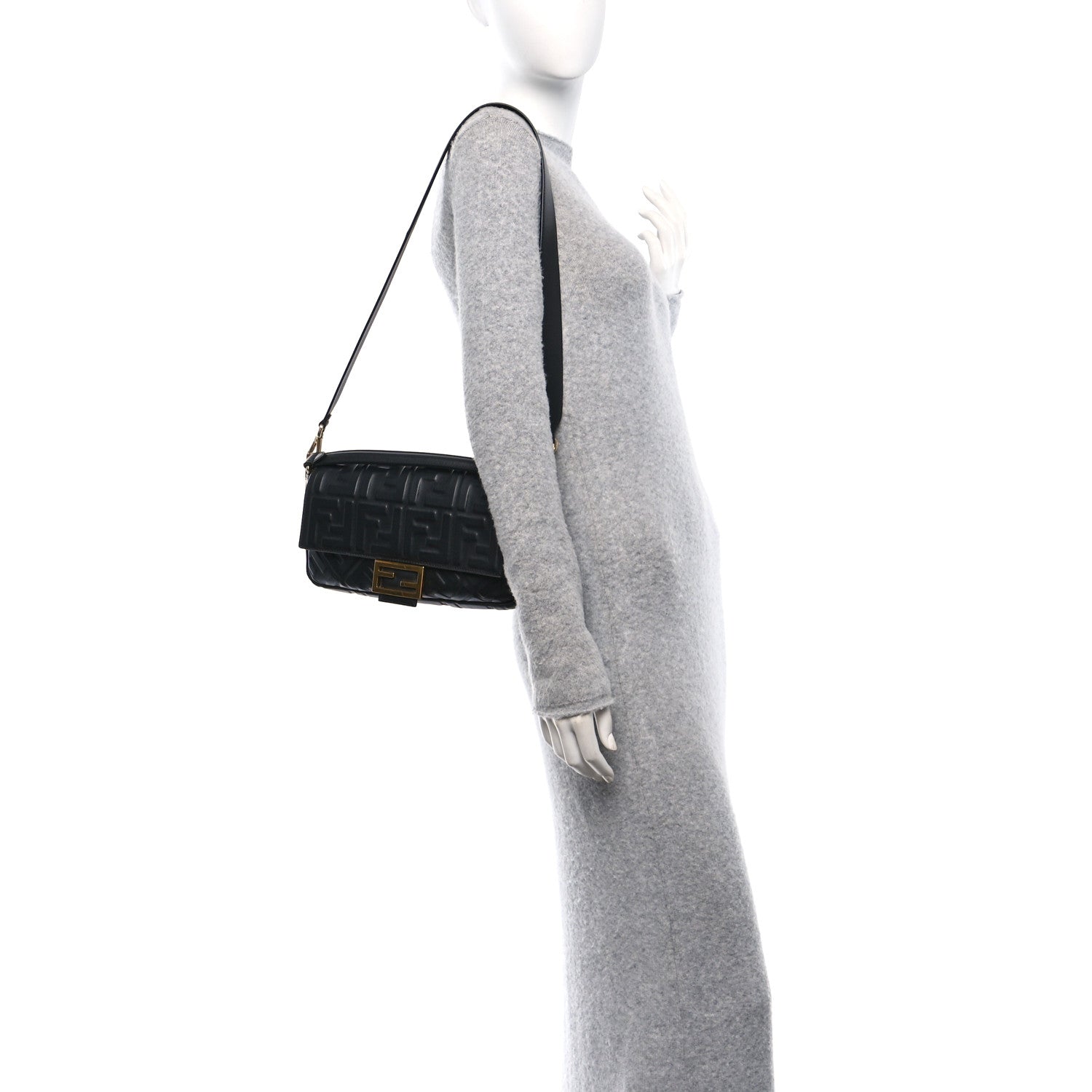 Fendi Nappa FF 1974 Embossed Baguette Black 2 of 9