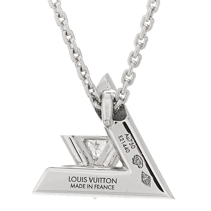 Louis Vuitton 18K White Gold Diamond Small LV Volt One Pendant Necklace 4 of 5