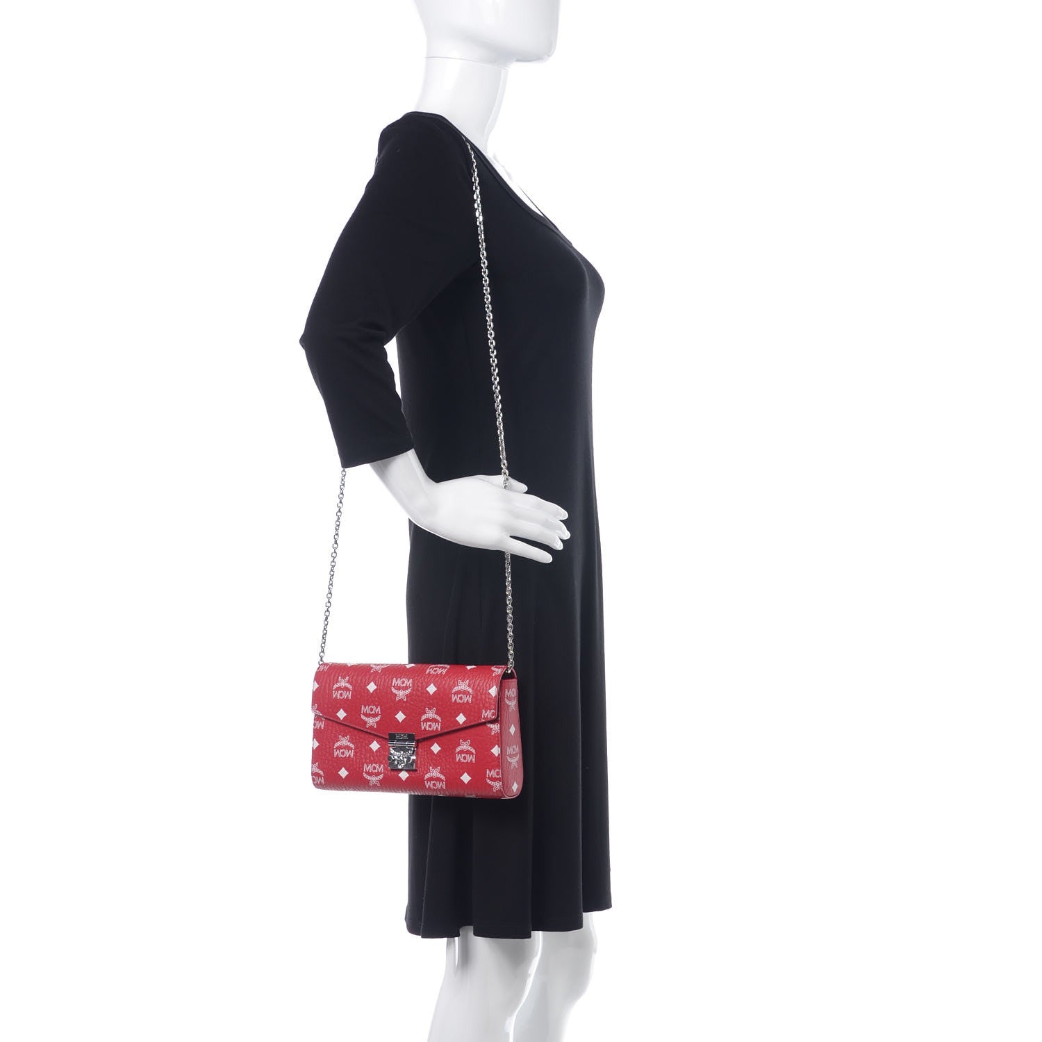 MCM Visetos Monogram Medium Millie Crossbody Bag Ruby Red 2 of 8