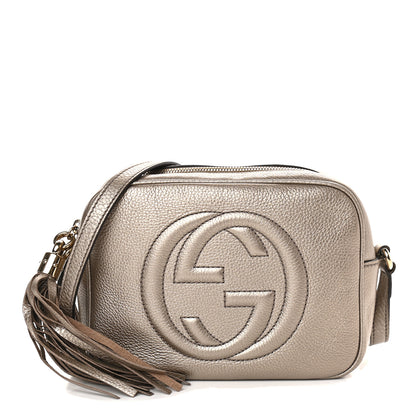 Gucci Metallic Pebbled Calfskin Small Soho Disco Bag Golden Beige 1 of 9