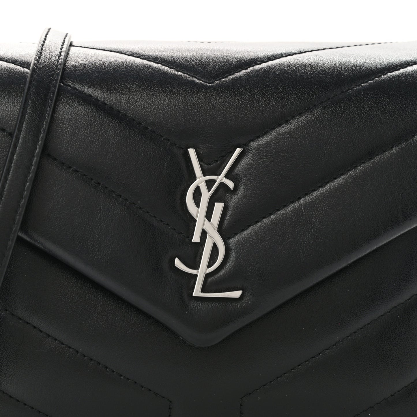 Calfskin Y Quilted Monogram Toy Loulou Crossbody Bag Black