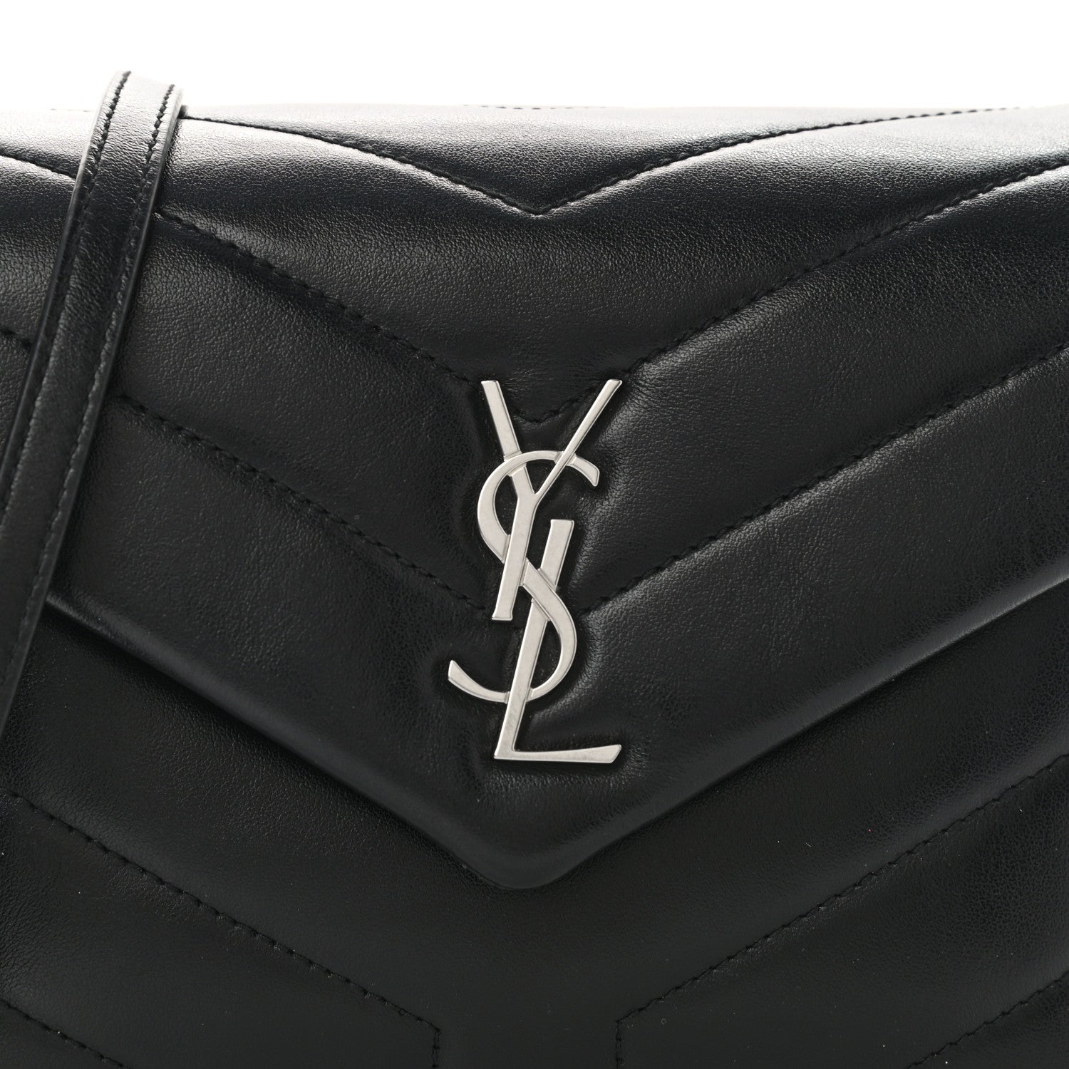 Saint Laurent Calfskin Y Quilted Monogram Toy Loulou Crossbody Bag Black 9 of 12