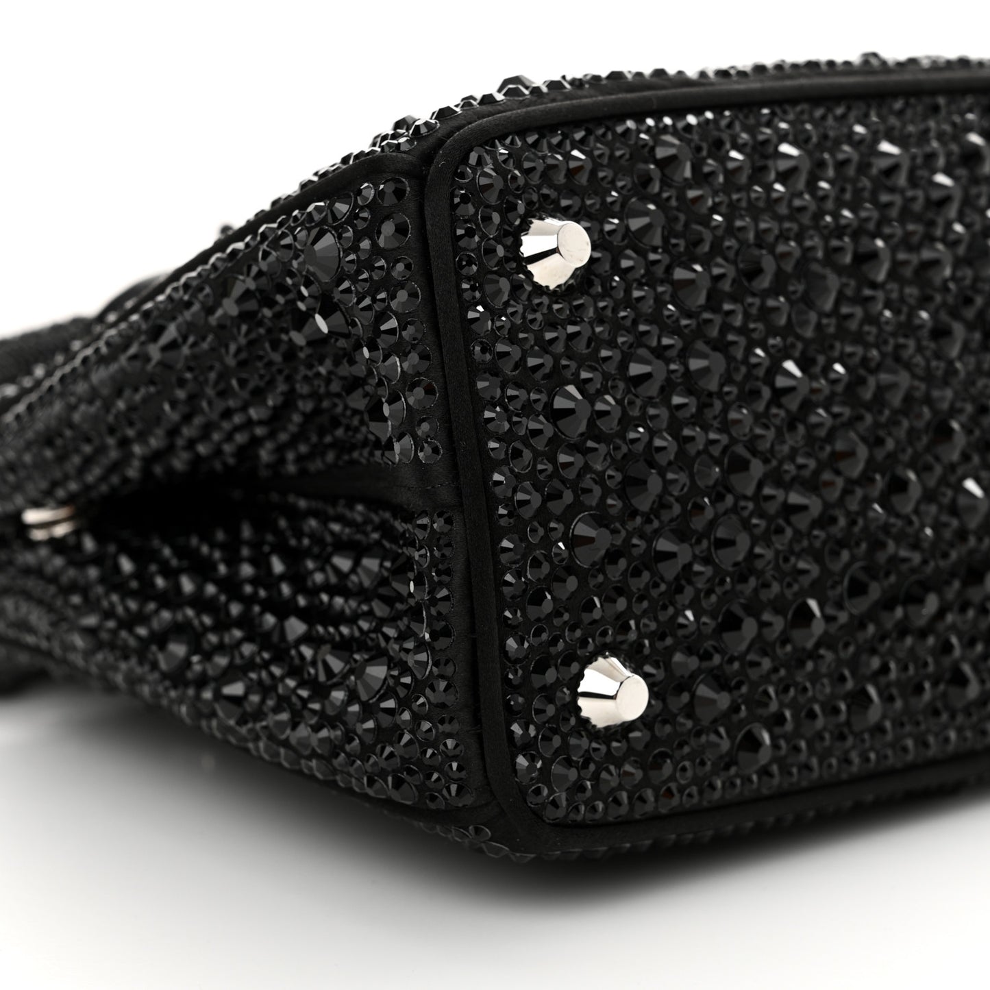 Satin Crystal Mini Galleria Double Zip Tote Black