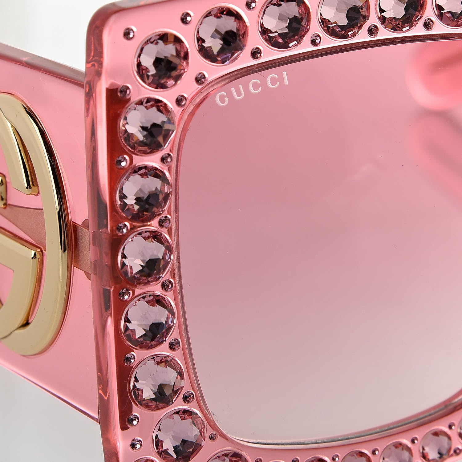 Gucci Acetate Crystal Oversize Sunglasses GG0148S Pink 7 of 7
